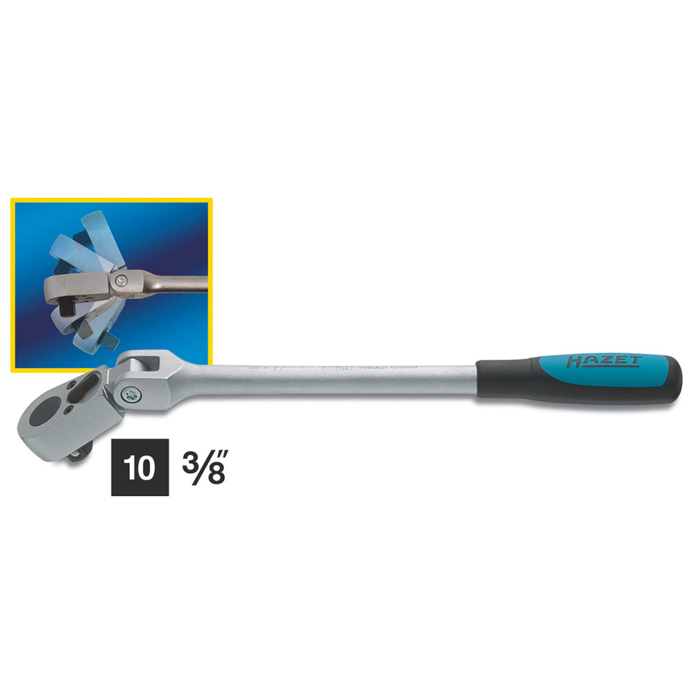 Umschaltknarre mit Gelenk 8816G - Vierkant massiv 10 mm (3/8 Zoll) - Gesamtläng