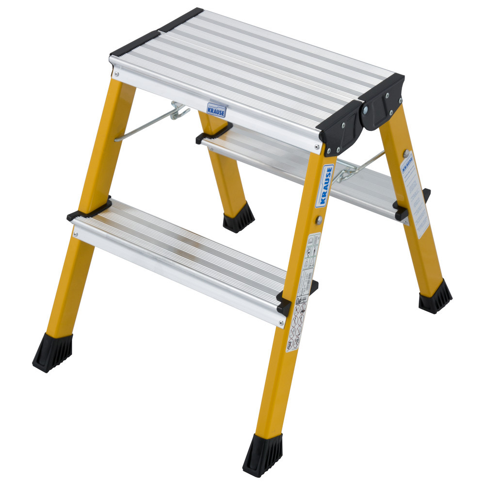 Krause Roll-Klapptritt Rolly, EN 14183, Alu, 2 x 2 Stufen, gelb