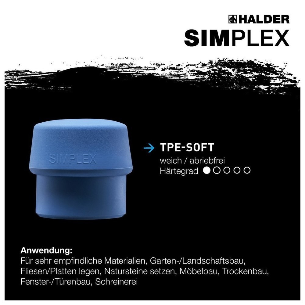 Schonhammerkopf SIMPLEX 40mm TPE-Soft Halder