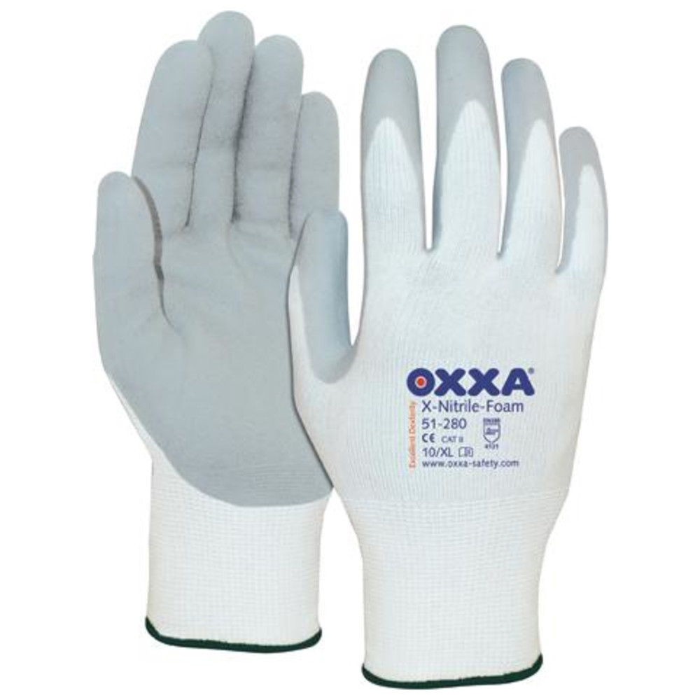 Handschuh Oxxa X-Nitrile- Foam, Gr. 8, weiß/grau