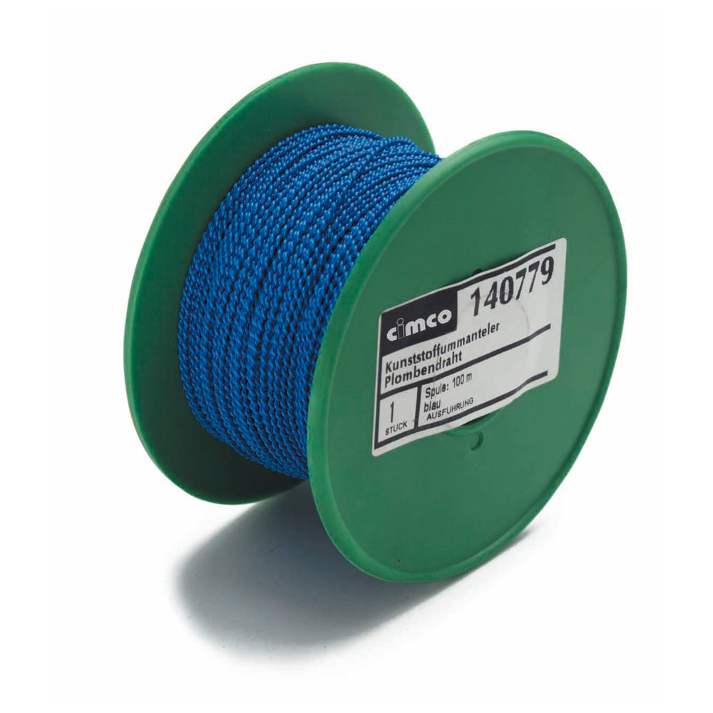 Kunststoffummantelter Plombendraht, Spule 100 m, blau 0,5 x 0,6 mm