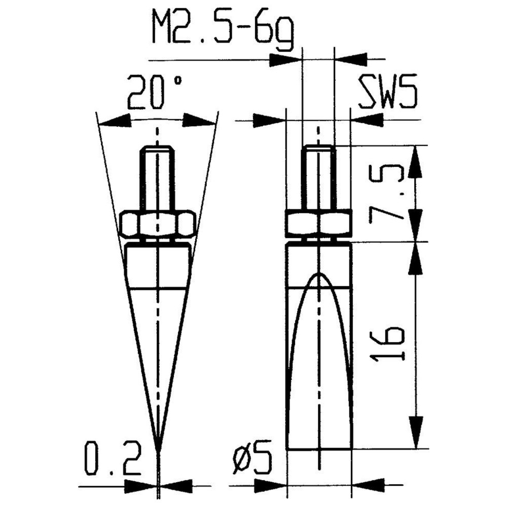 Messeinsatz HM Abbildung 20/ 5,0 mm