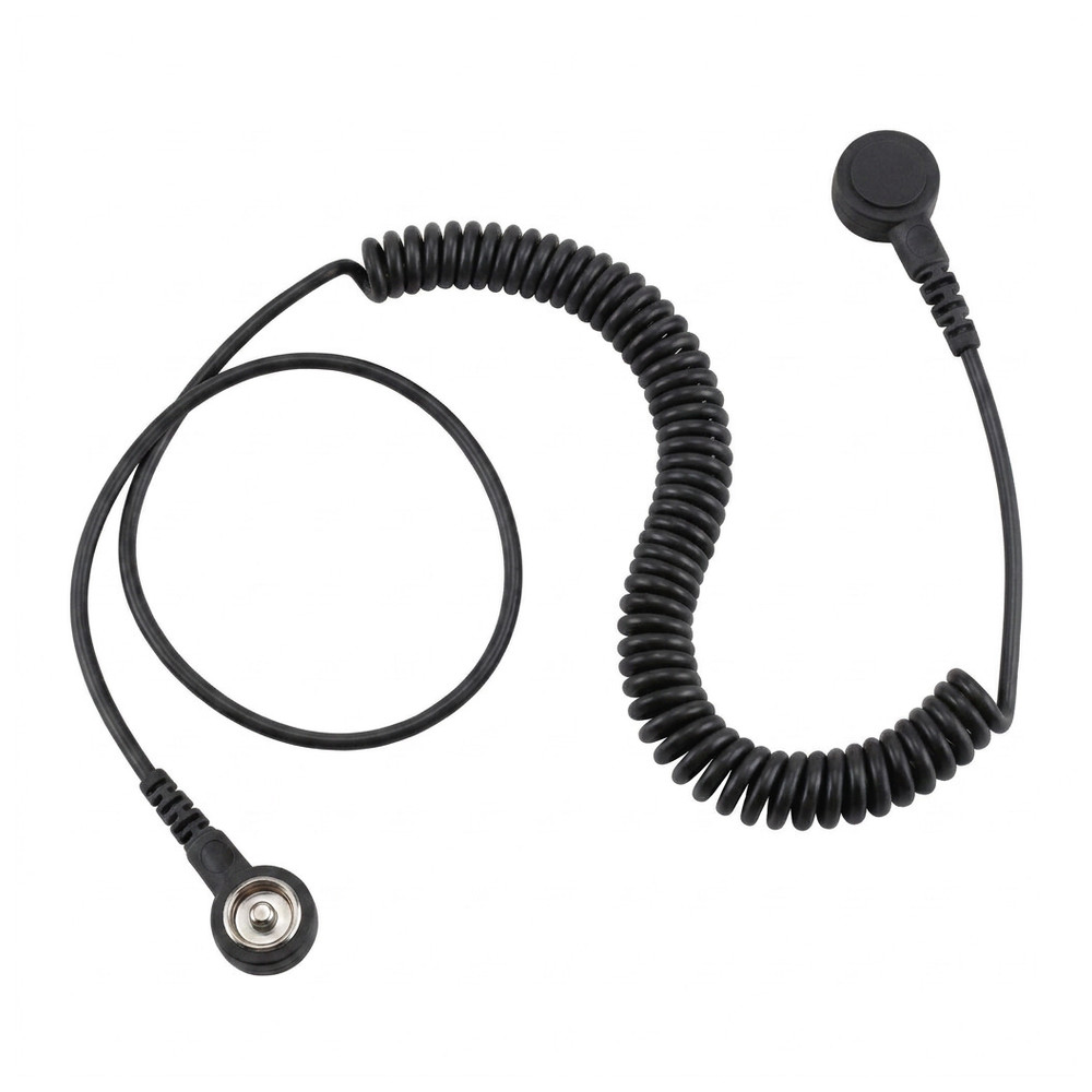 WETEC Spiralkabel mit Druckknopf, ESD, schwarz, 4/10 mm, 3,6 m