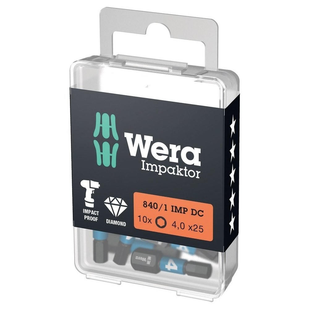 Bit Impaktor 1/4" DIN 3126 C6,3 Innensechskant 5x25mm 10er Pack Wera