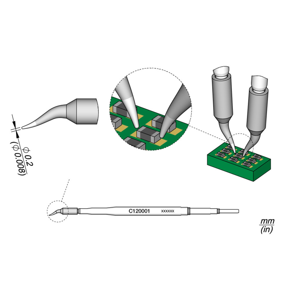 Entlötspitze Serie C120 für Dual-In-Line, C120001/0,2 mm, gerade