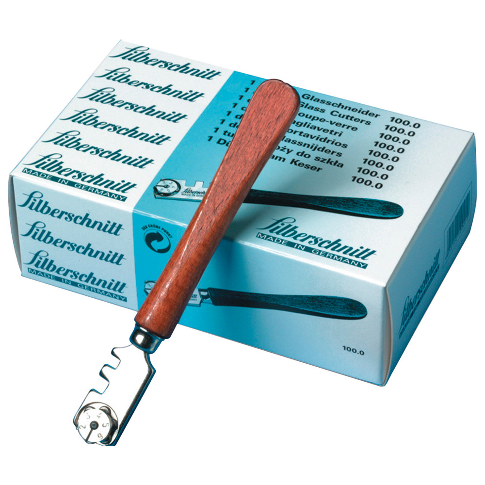 Glasschneider Edelstahl mit Holzheft