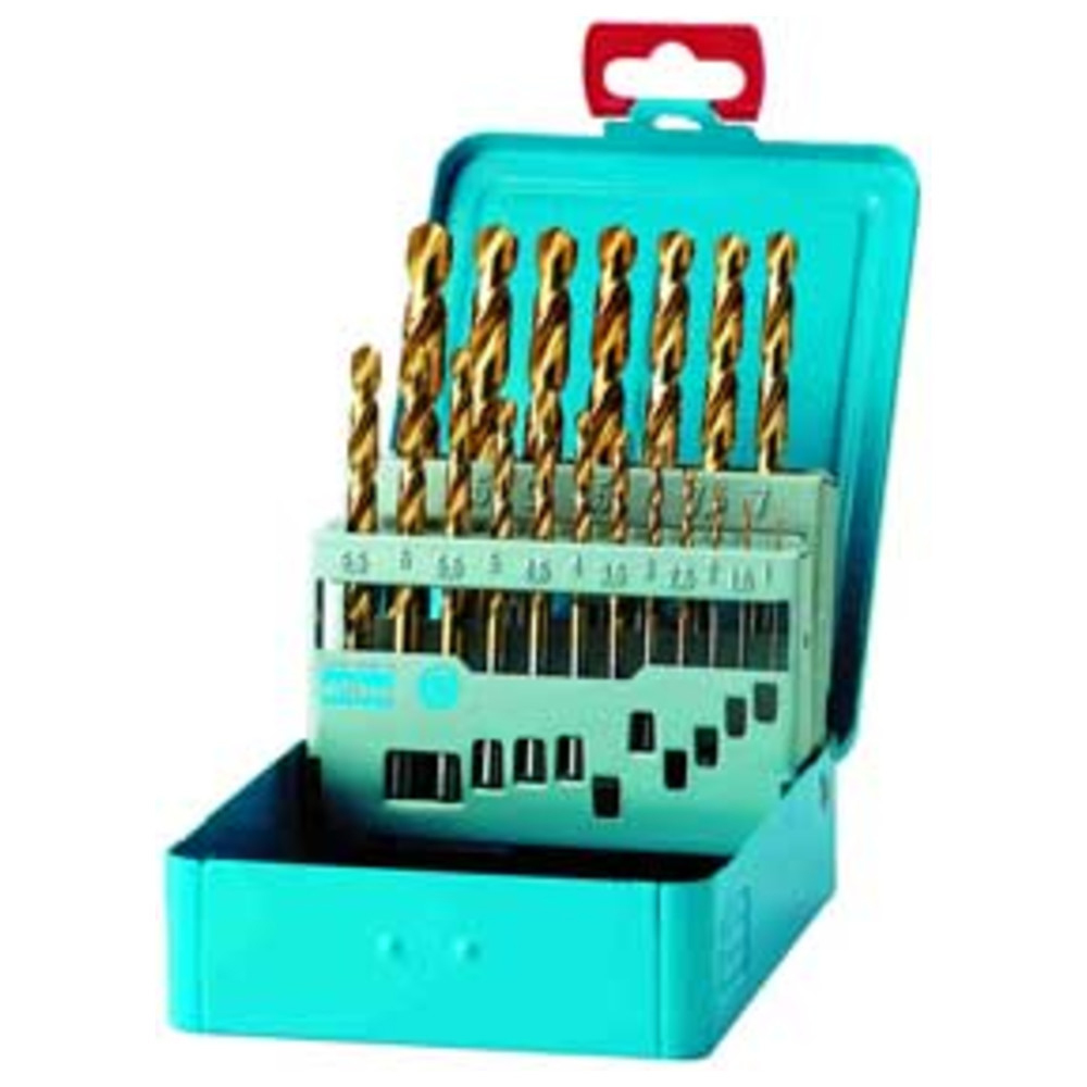 Spiralbohrer-Satz DIN 338 N, HSS TiN, 1,0-10,0 mm, 0,5 mm steigend