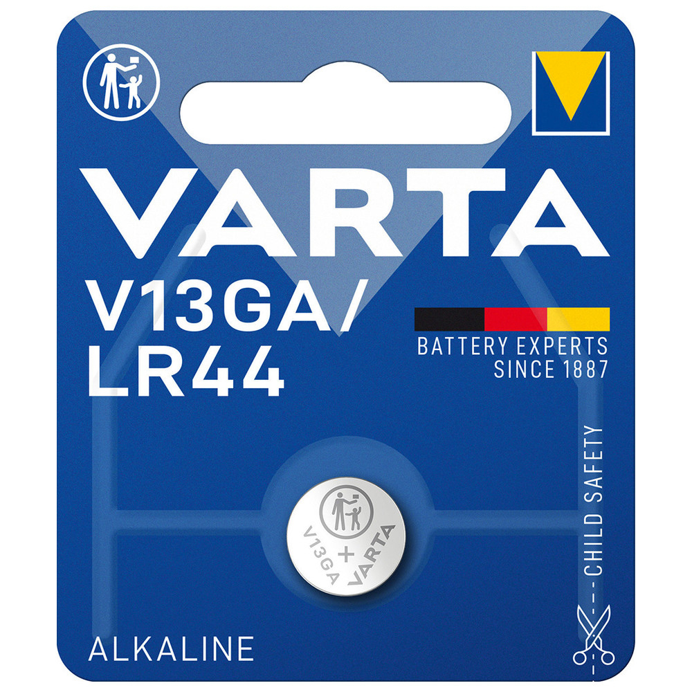 Alkaline Knopfzelle, V13GA/LR44, 1,5 V, 125 mAh