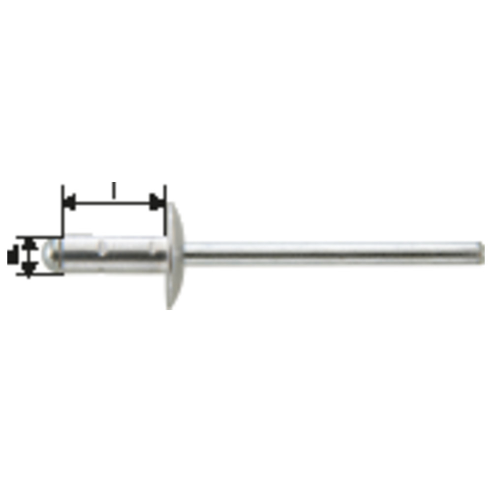 Mehrbereichs-Blindniet Alu Stahl Großkopf 4 x 10 mm