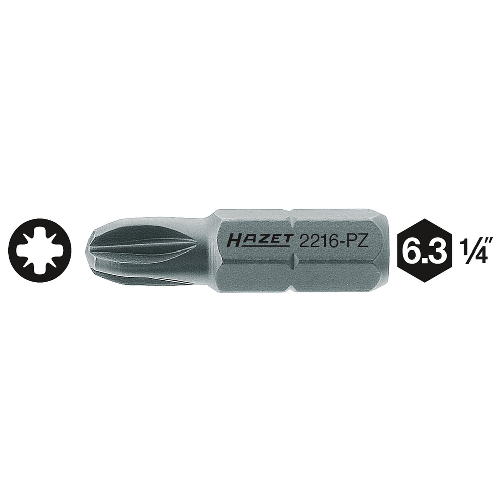 Bit 2216-PZ1 - Sechskant massiv 6,3 (1/4 Zoll) - Pozidriv Profil PZ - Schlüssel