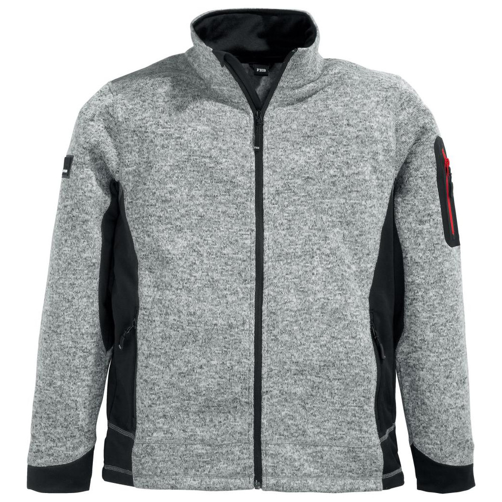 Strickjacke Christoph,280g/qm, Gr. 2XL, grau/schwarz