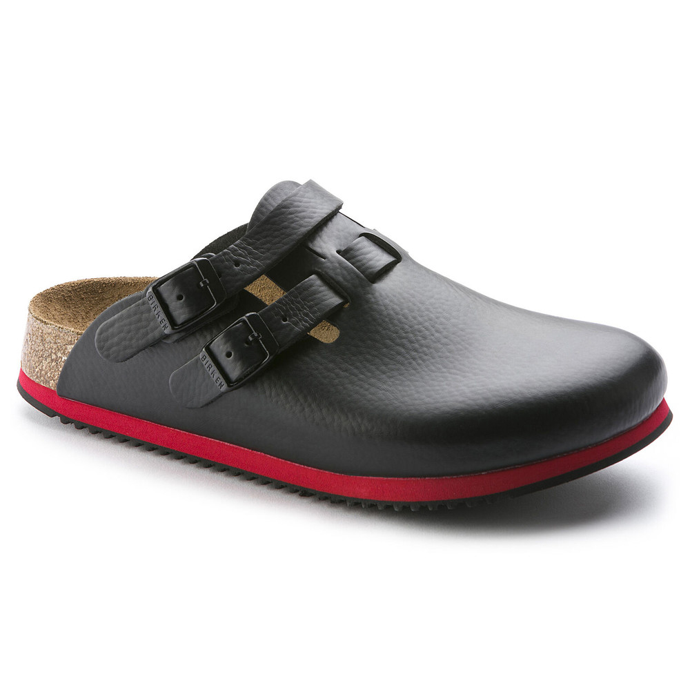 Clog Kay Superlauf, WB, Naturleder, schwarz/rot, normal, Größe 39