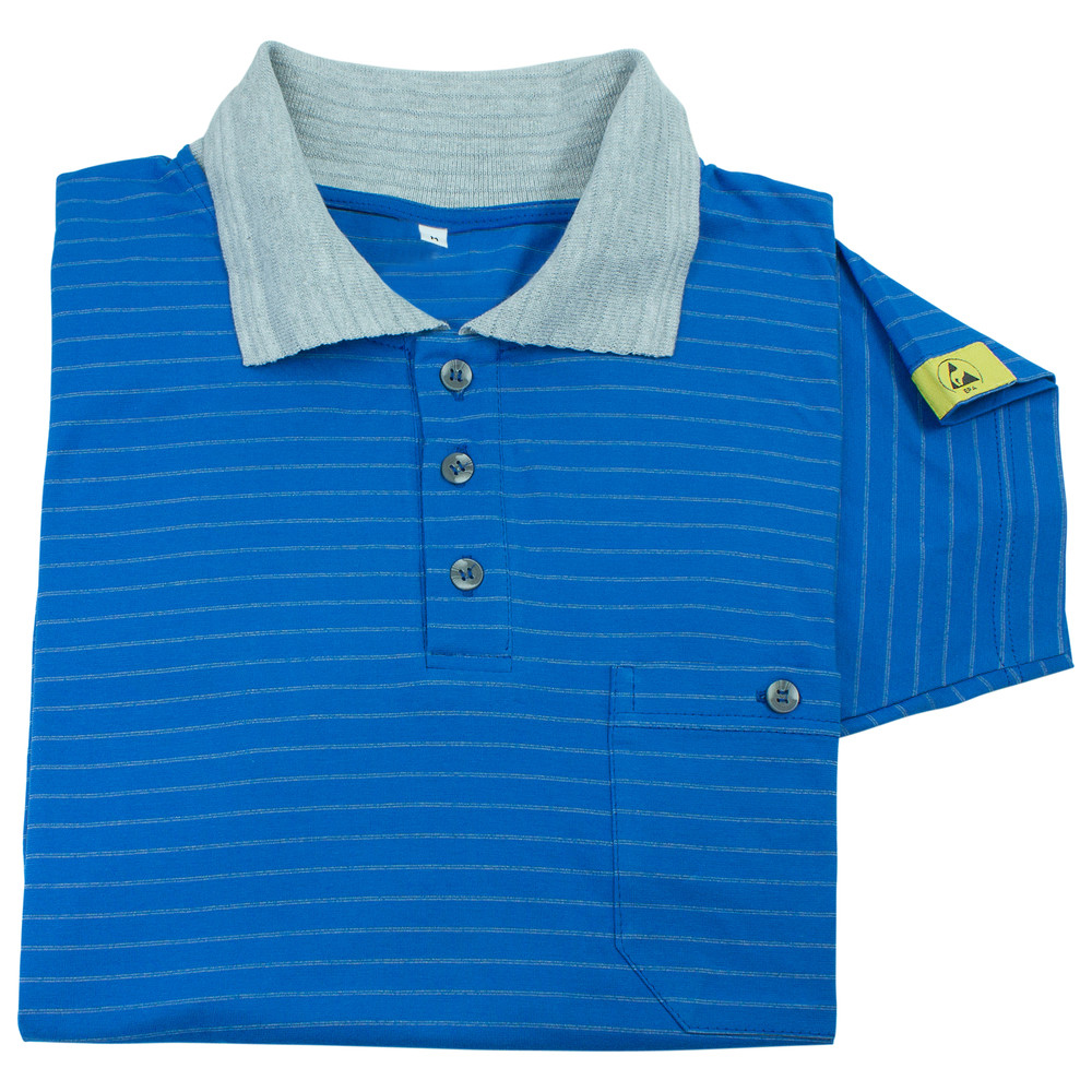 WETEC ESD-Polo-Shirt, mit grauem Kragen, 2XL, blau