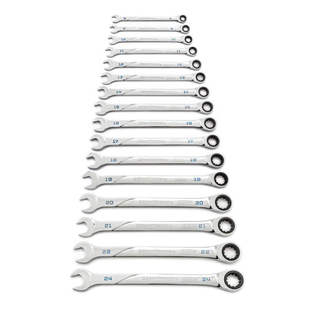 120XP Spline drive Ratschen-Ringmaulschlüssel Satz, 16-tlg.