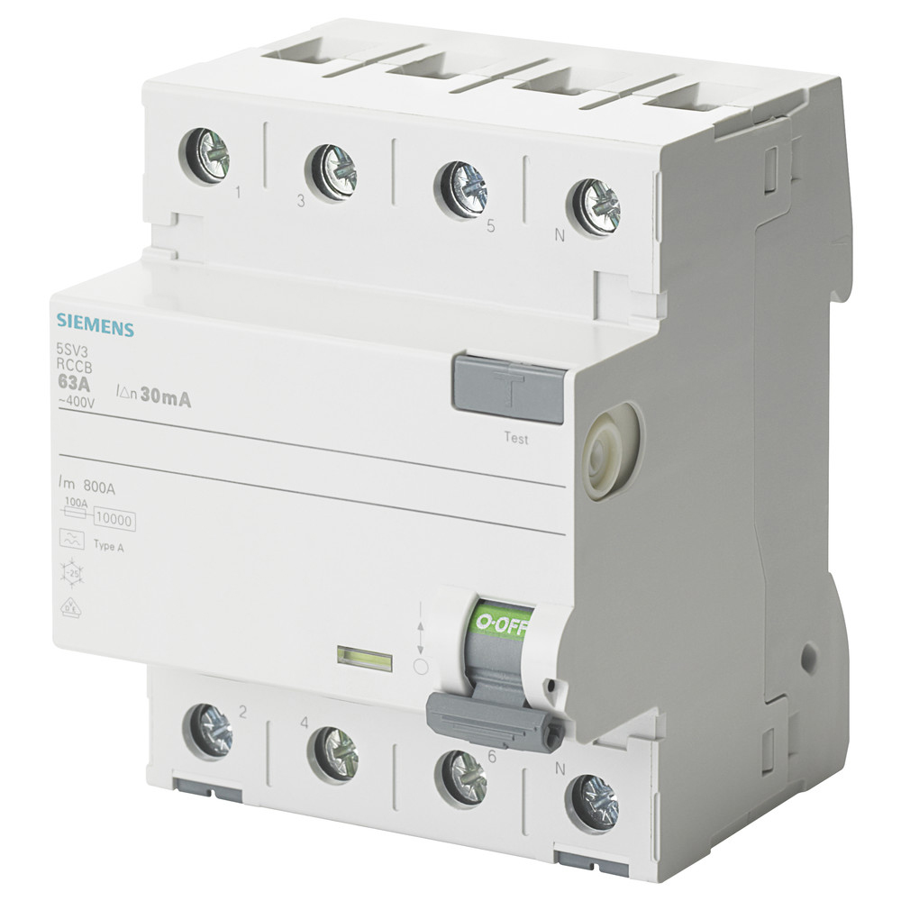 FI-Schutzschalter 4-polig, Typ A, 63 A, 30 mA, 400 V