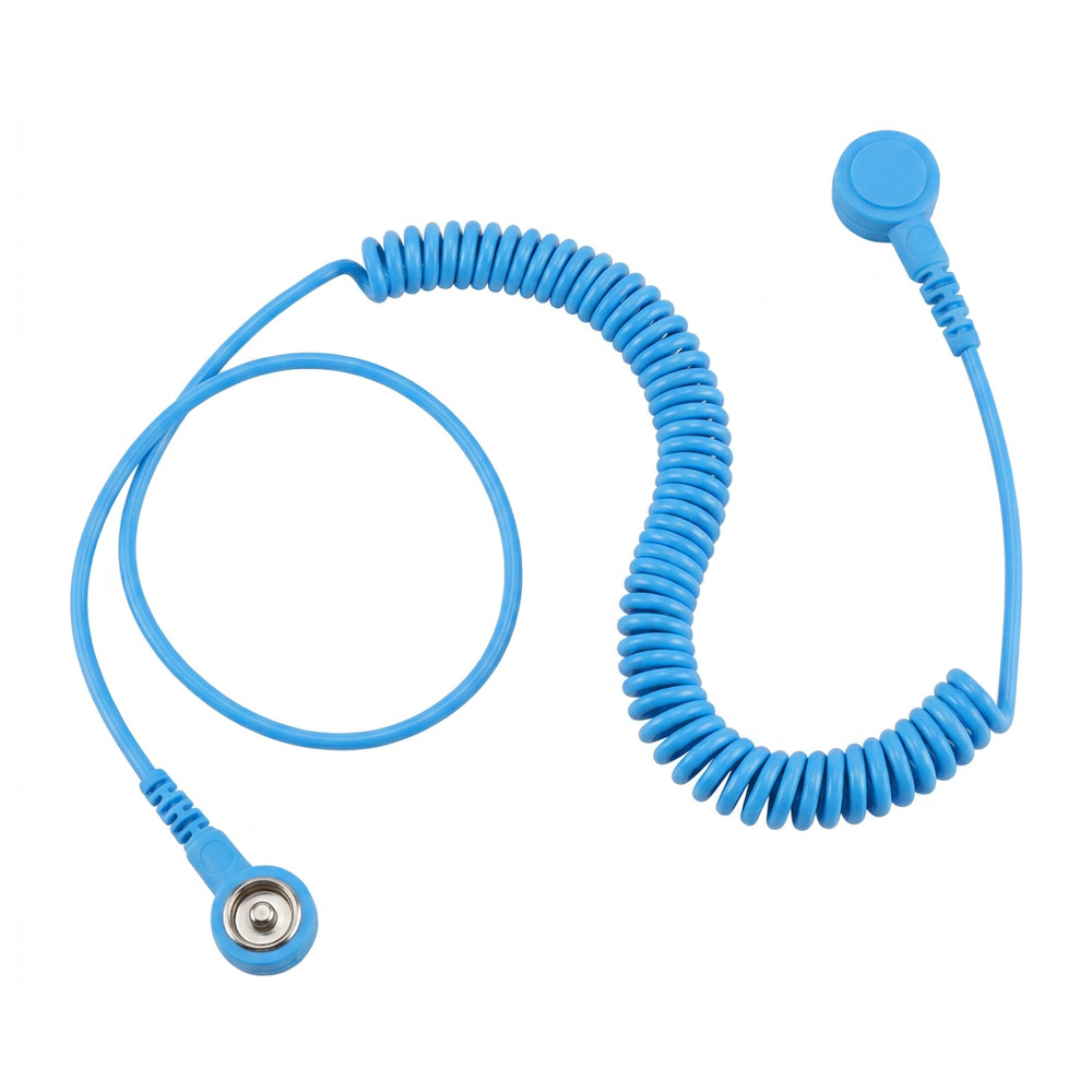 WETEC Spiralkabel mit Druckknopf, ESD, hellblau, 10/10 mm, 2,4 m