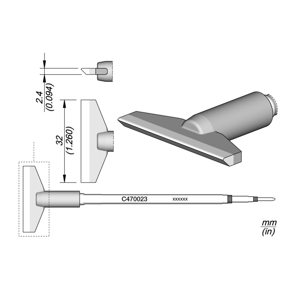 Lötspitze Serie C470, Sondertypen, C470023/32,2 x 2,4 mm, klingenförmig