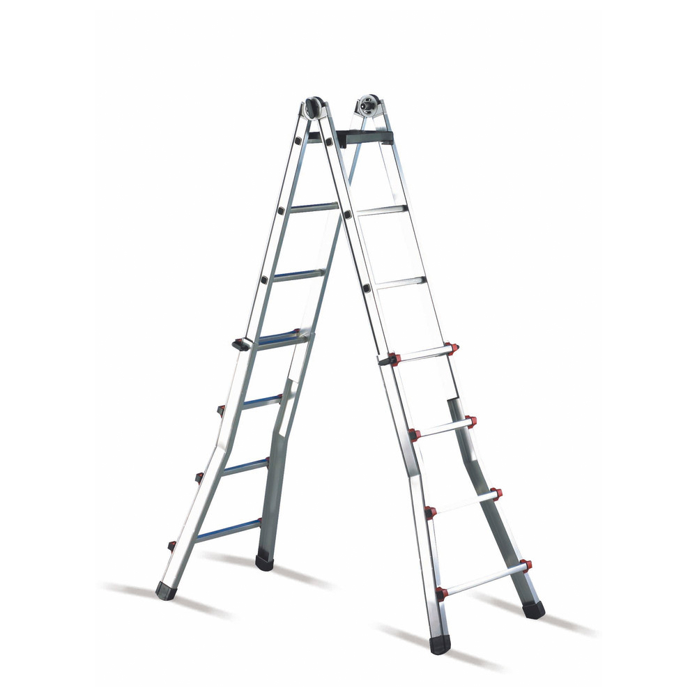 Aluminium-Teleskop-Leiter mit 2 x 7 Stufen, Höhe min/max 1,25m/3,55m, 9,6 kg