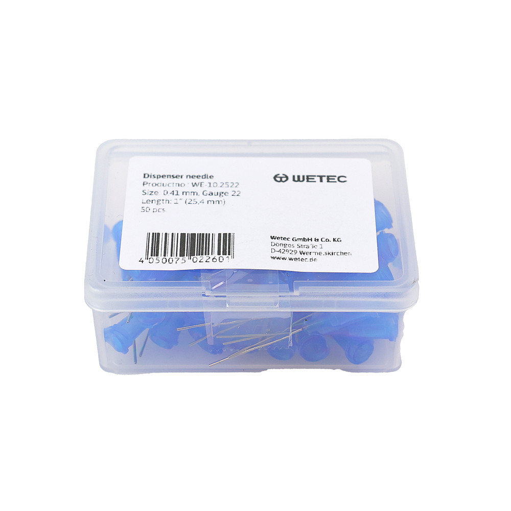 WETEC Dosiernadel, gerade, 1", 0,41 mm / Gauge 22, blau, Bild 3