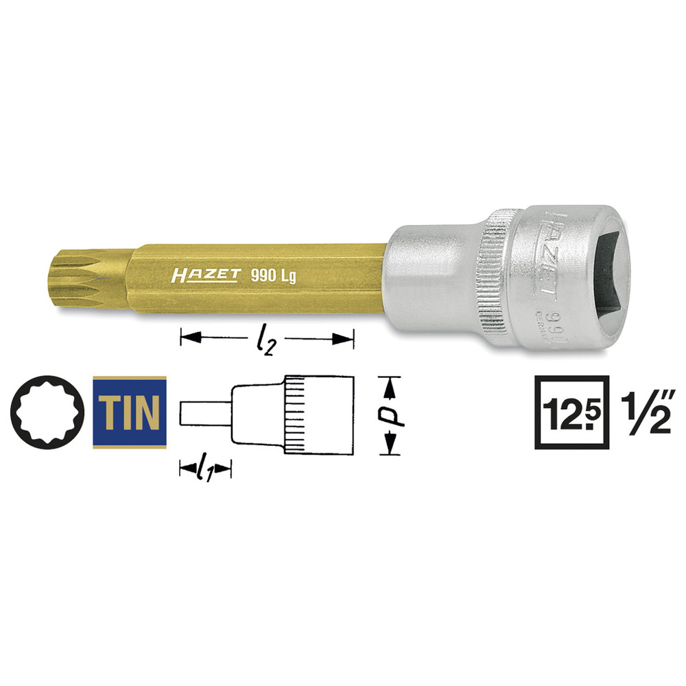 Schraubendreher-Steckschlüsseleinsatz 990LG-14 - Vierkant hohl 12,5 mm (1/2 Zol