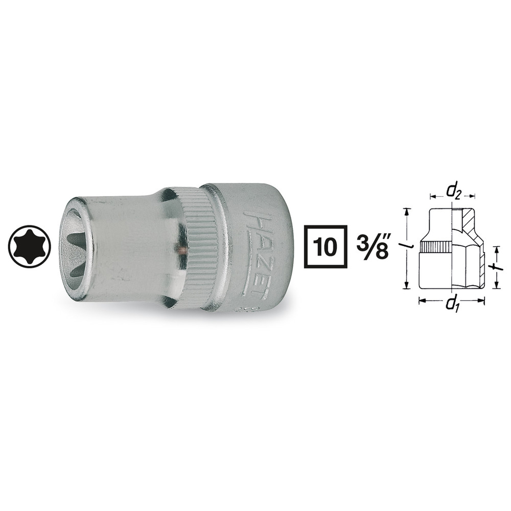 Steckschlüssel-Einsatz TORX 880-E5 - Vierkant hohl 10 mm (3/8 Zoll) - Außen TO