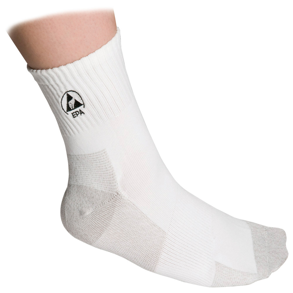 ESD-Socken, weiß/grau mit ESD-Logo, Größe 36-38