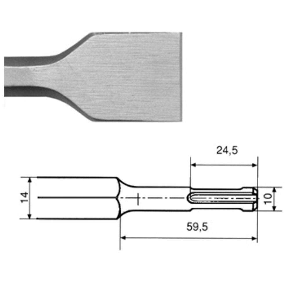 Spatmeißel, SDS-plus Aufnahme, Länge 250 mm, Breite 40 mm
