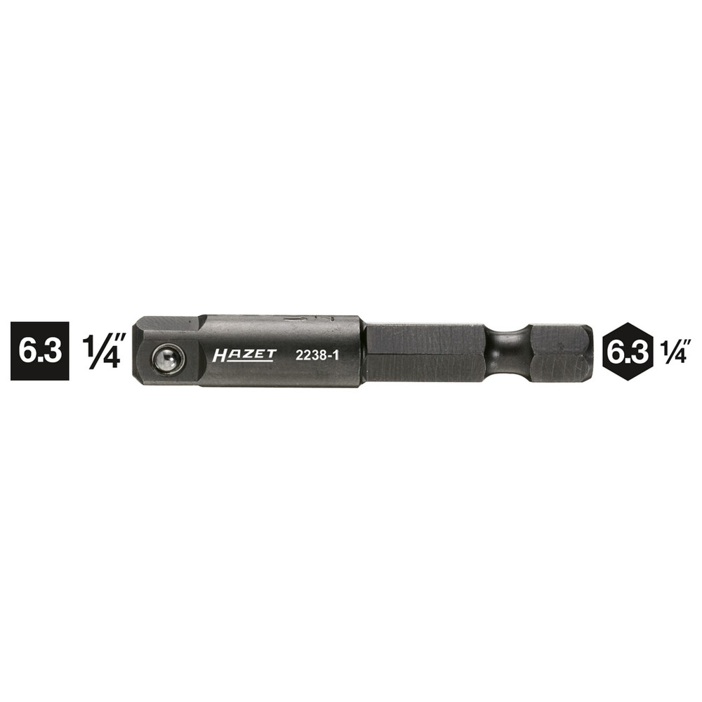 Adapter 2238-1 - Sechskant massiv 6,3 (1/4 Zoll) - Vierkant massiv 6,3 mm (1/4