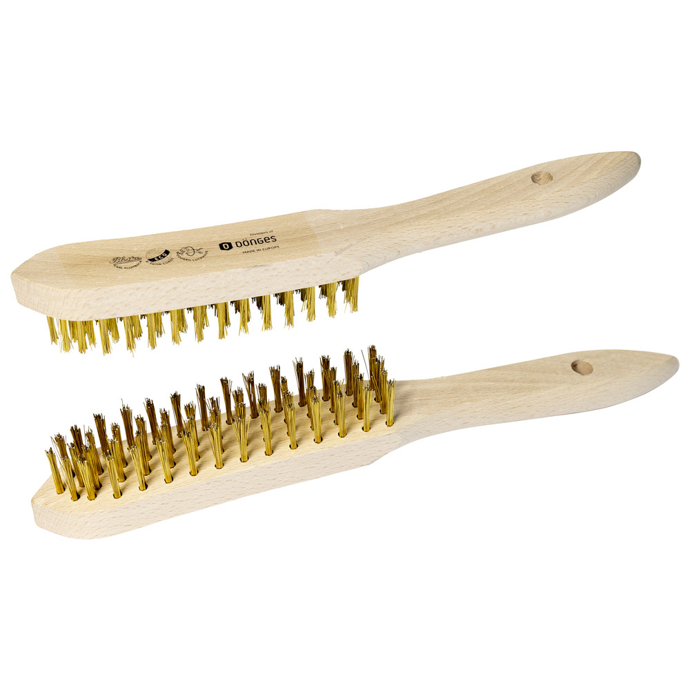 Handdrahtbürste, glatter, vermessinkter Stahldraht, 3 Reihen
