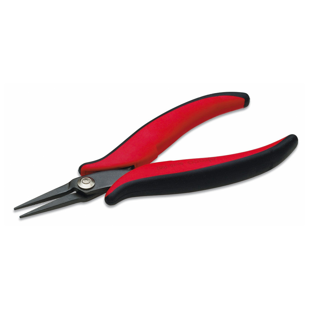 Mikro-Elektronik-Spitzzange, Backen gerade, gezahnt, 1,2 mm breit, Länge 152 mm