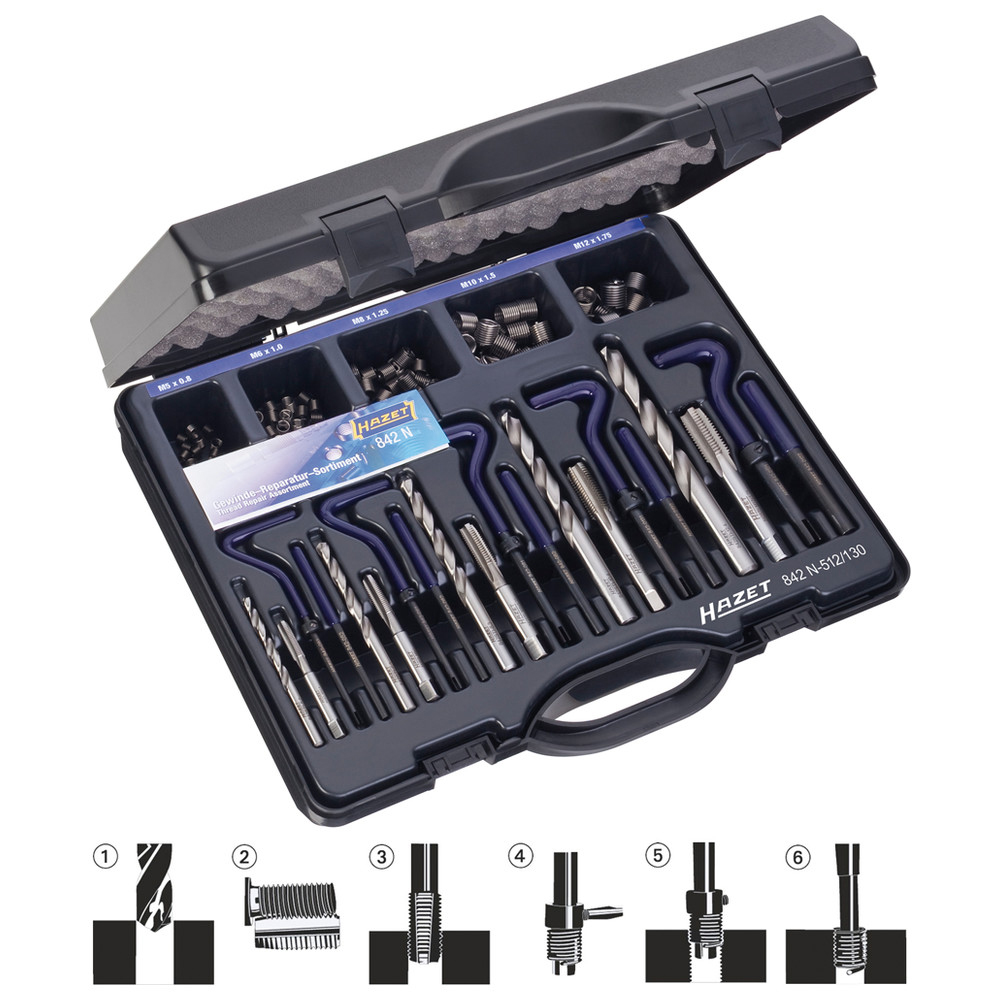 Gewinde-Reparatur-Sortiment 842N-614/118 - Anzahl Werkzeuge: 118