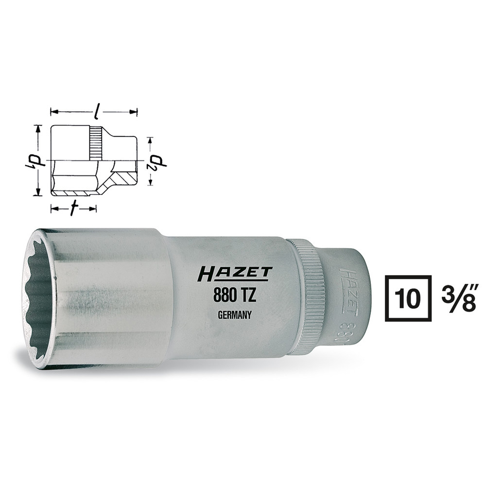 Steckschlüssel-Einsatz (Doppel-6kt.) 880TZ-22 - Vierkant hohl 10 mm (3/8 Zoll)