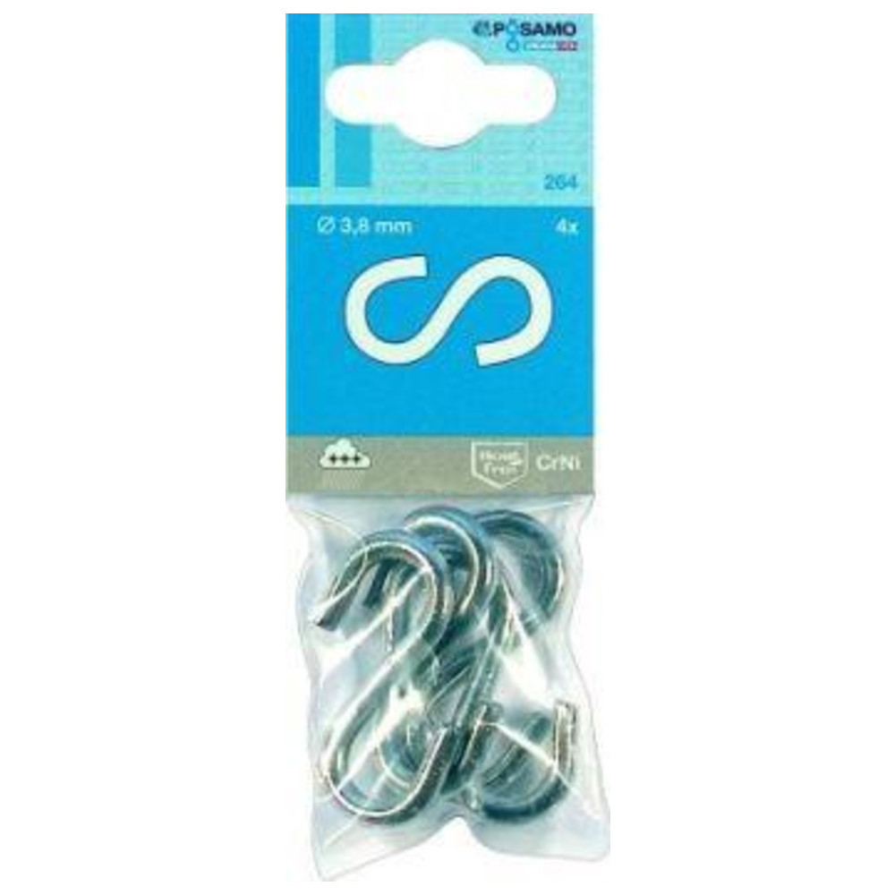 Not-S-Haken rostfrei 4 mm a 4 Stück