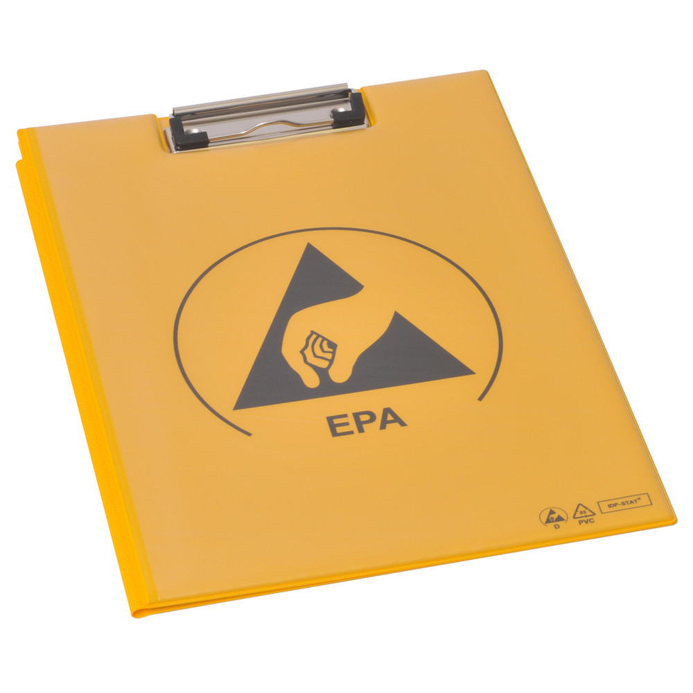 Warmbier Clipboard mit Deckel, PVC IDP-STAT, ESD, gelb