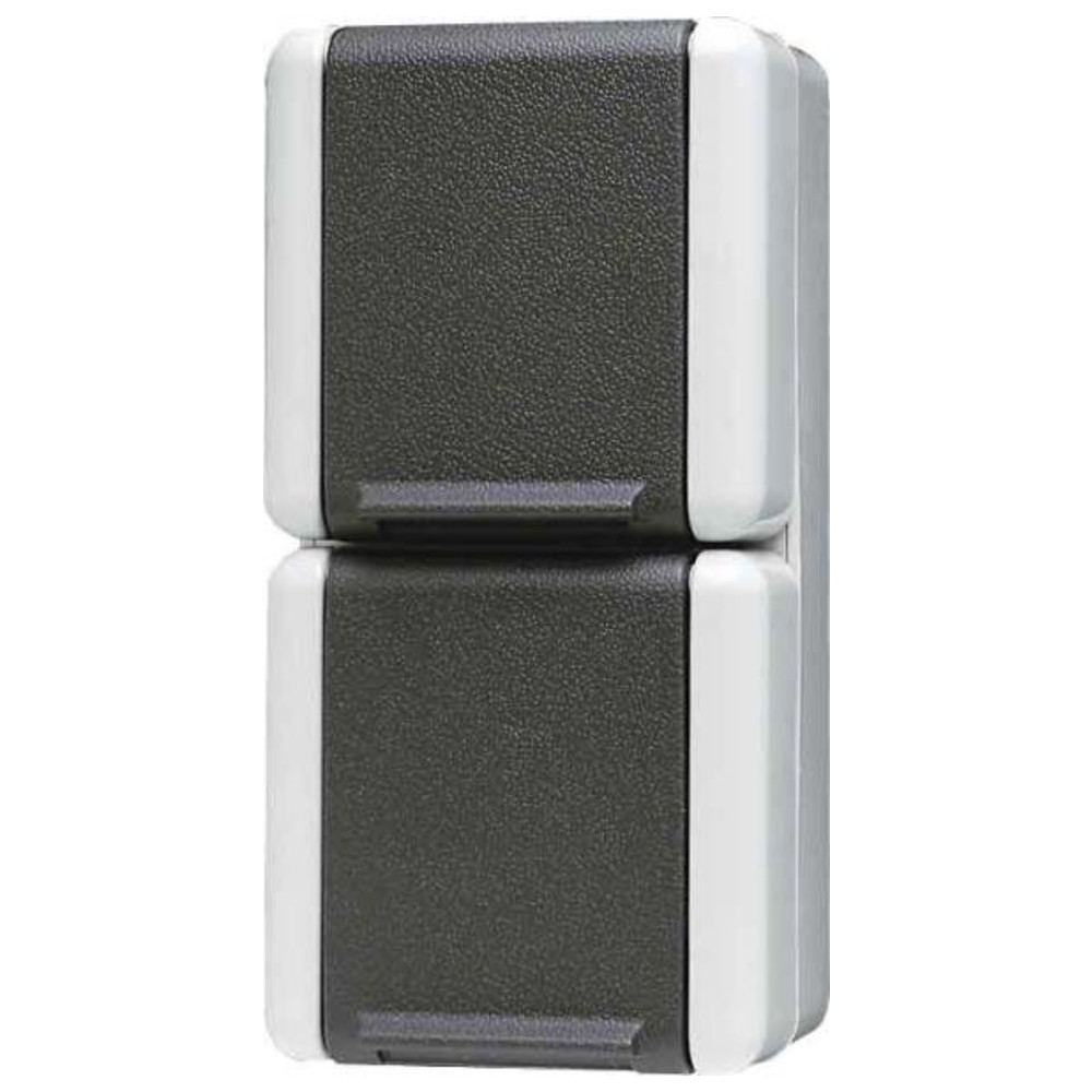SCHUKO-Steckdose 2-fach, Aufputz, verdrahtet, grau/anthrazit