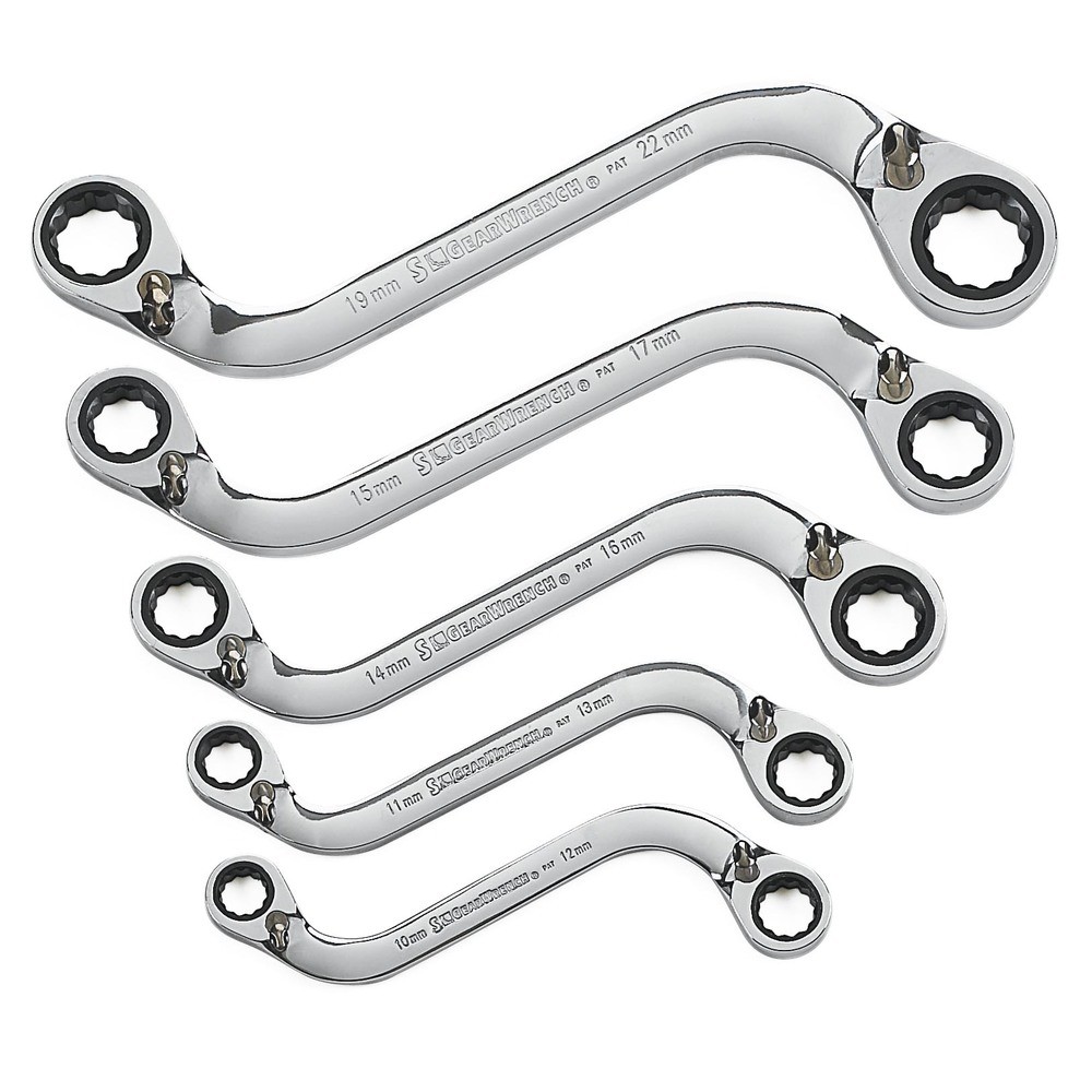 Doppelratschen-Ringschlüssel Satz, S-Form, 72 Z, 5-tlg.