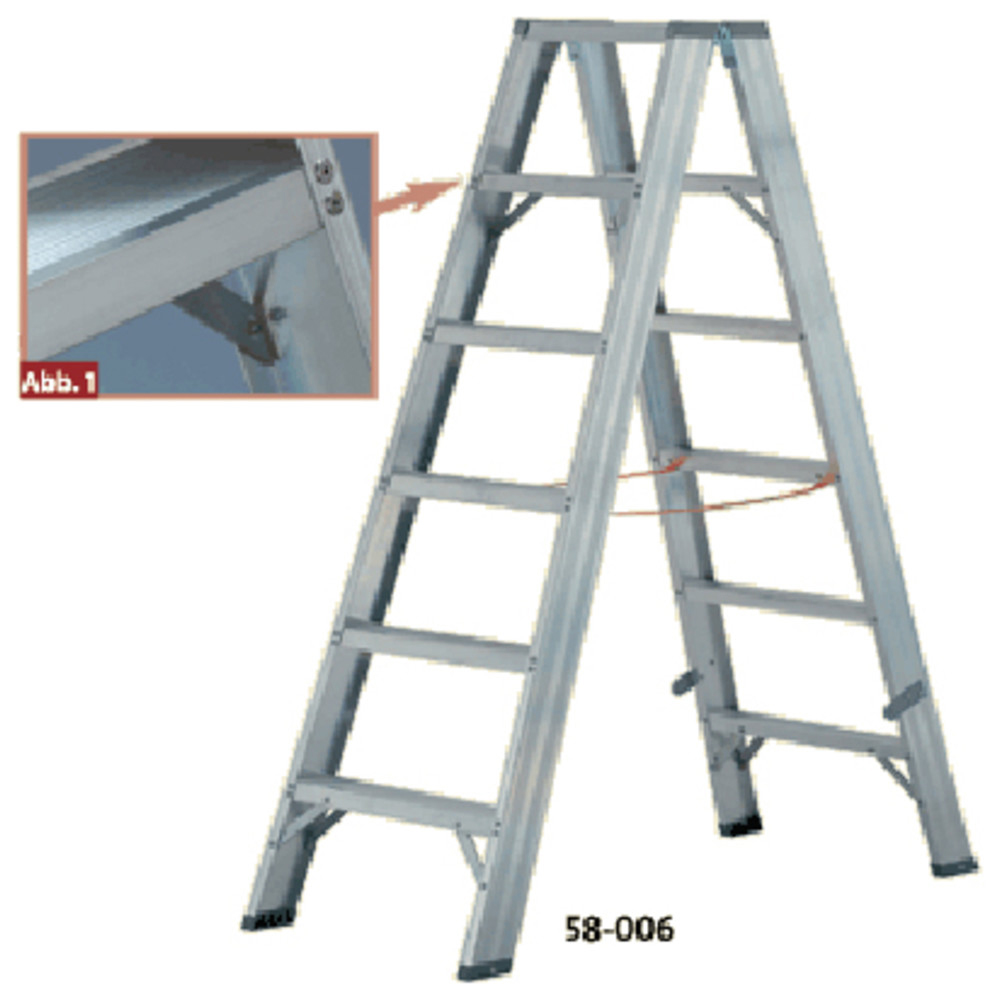 Stufenstehleiter, Alu, beidseitig begehbar, 2 x 3 Stufen, Länge 75 cm