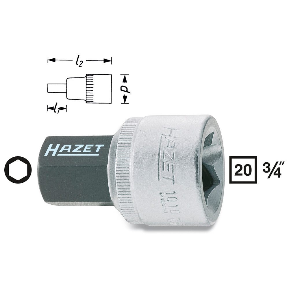Schraubendreher-Steckschlüsseleinsatz 1010-22 - Vierkant hohl 20 mm (3/4 Zoll)