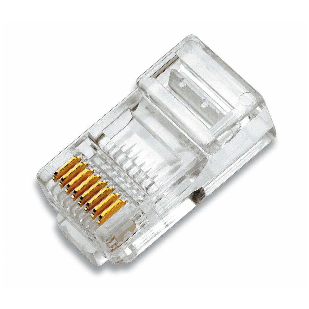 Modularstecker RJ45 8/8, ungeschirmt für flexible Leiter, Flach- und Rundkabel