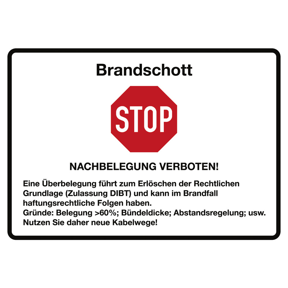 Folienaufkleber, Aufschrift "Brandschott"-"STOP-Nachbelegung verboten"