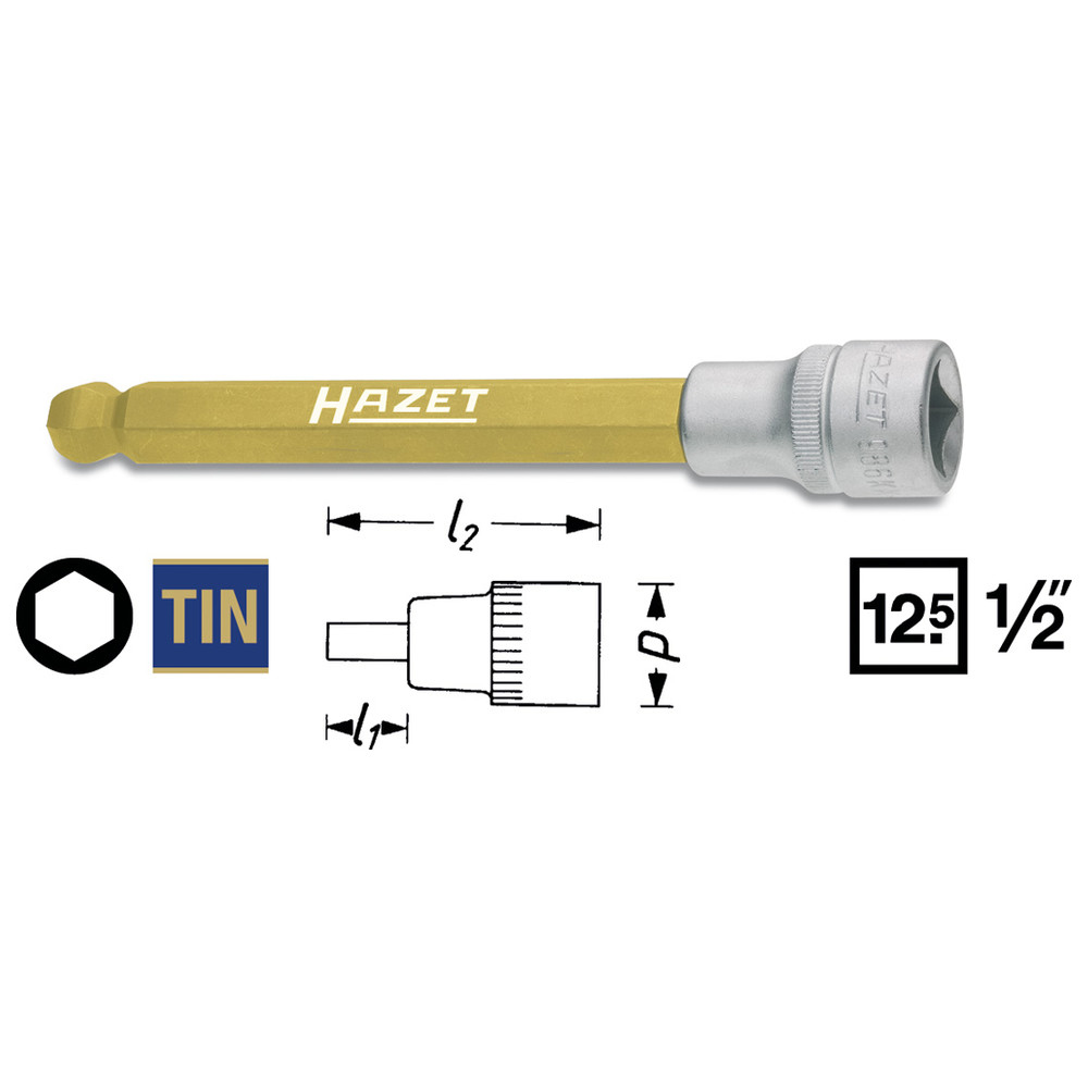 Schraubendreher-Steckschlüsseleinsatz 986KK-6 - Vierkant hohl 12,5 mm (1/2 Zoll