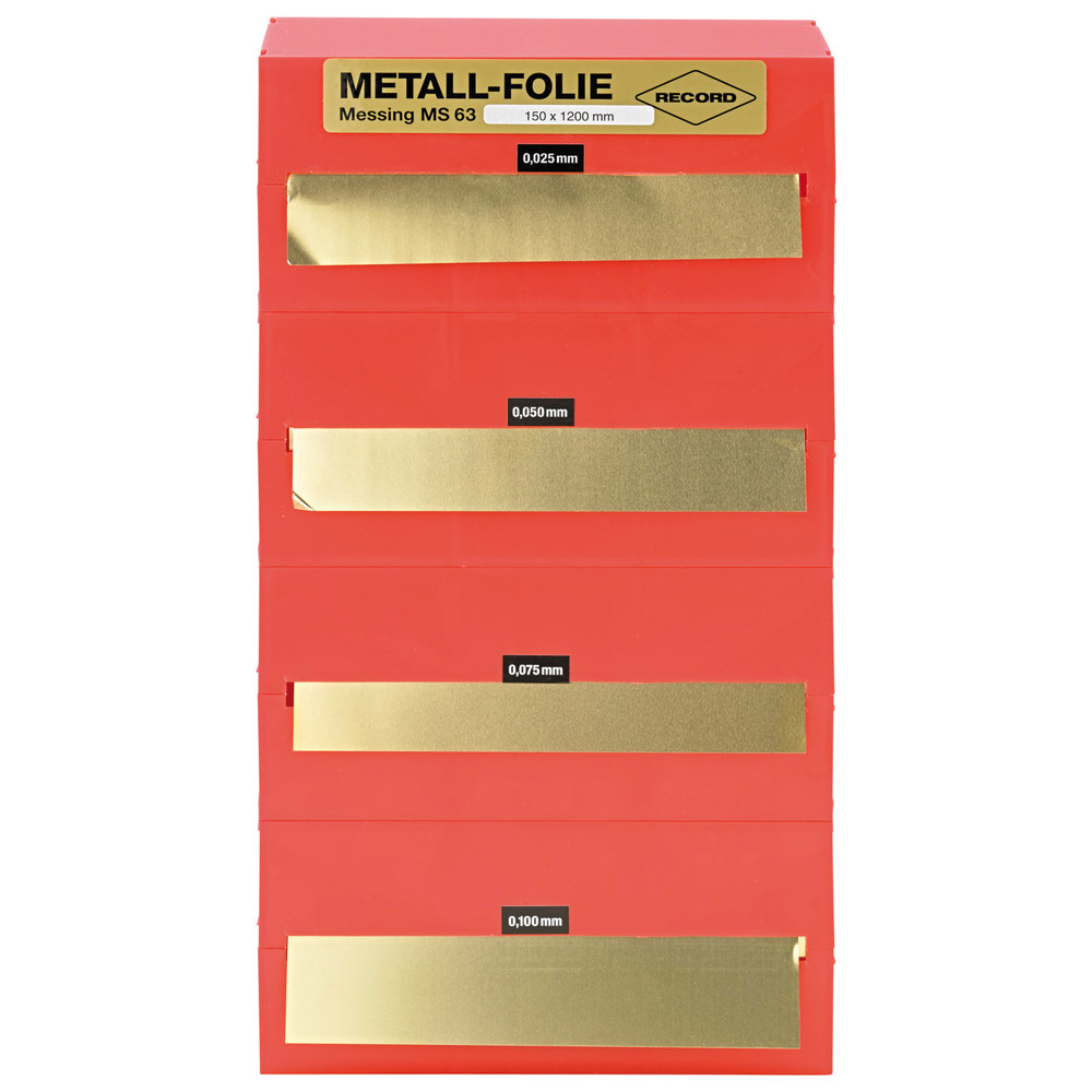Metallfolien-Sortiment 150 x 1200 mm Messing