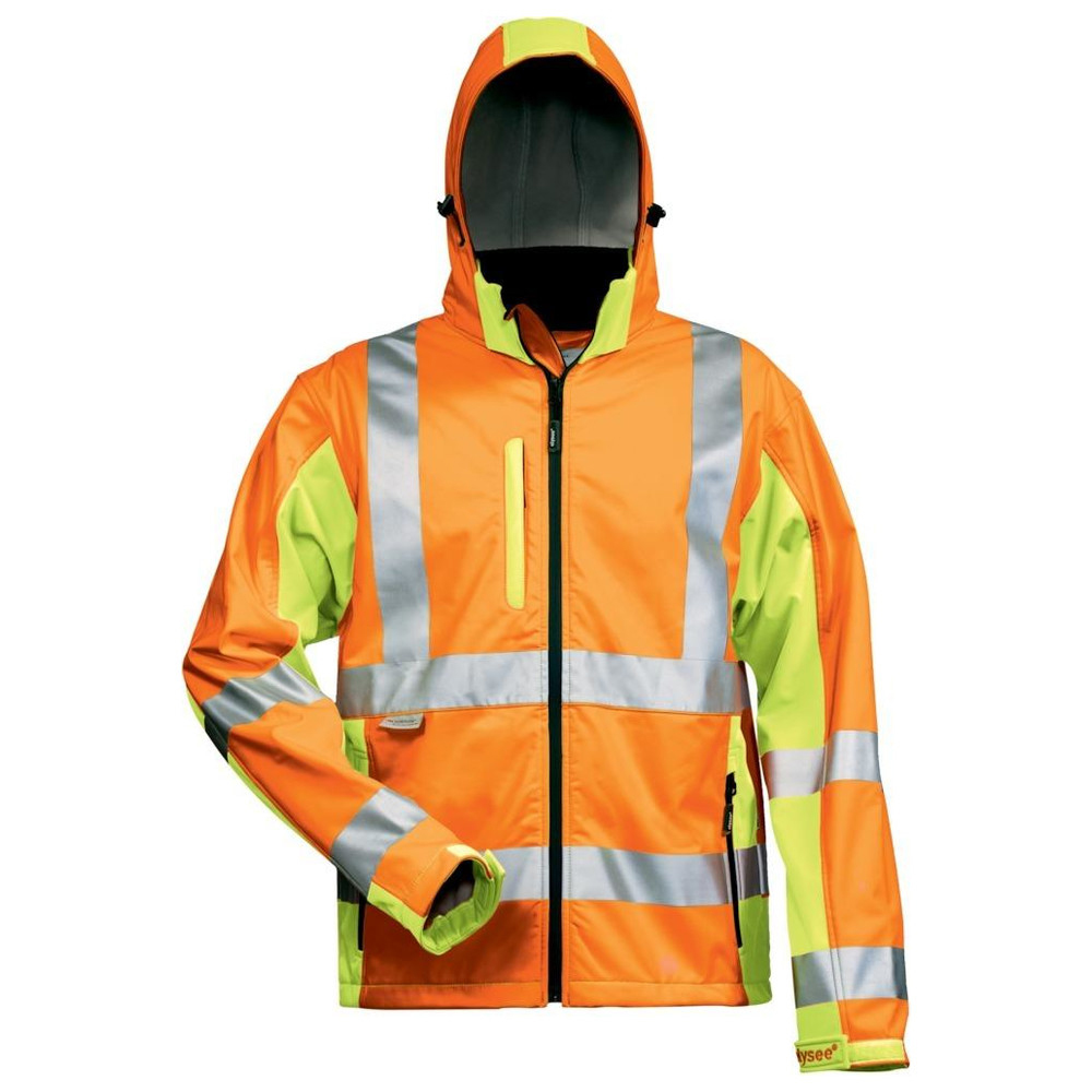 Warnjacke Hoss, Softshell, Gr. XL, orange/gelb