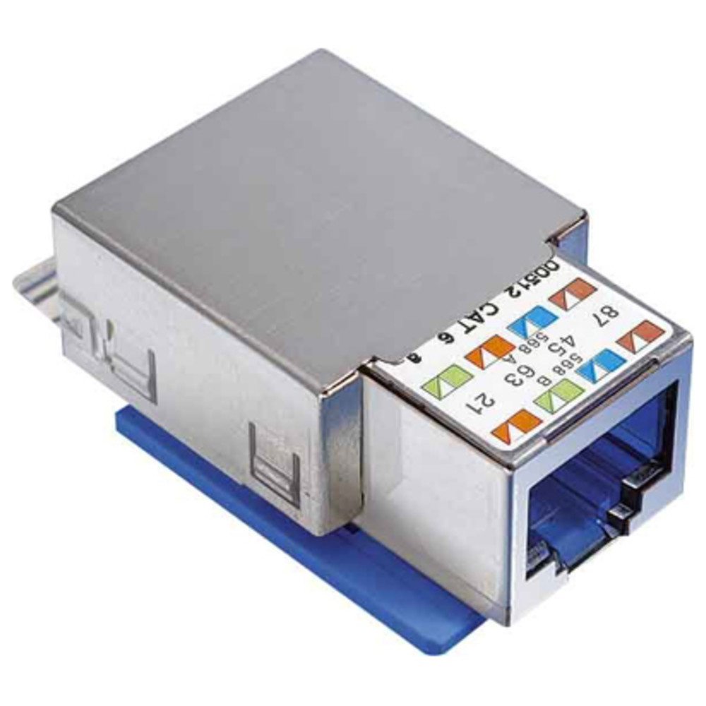 Anschlussmodul Cat. 6, RJ45 8(8), Maße 17,4 x 22,8 x 41,6 mm