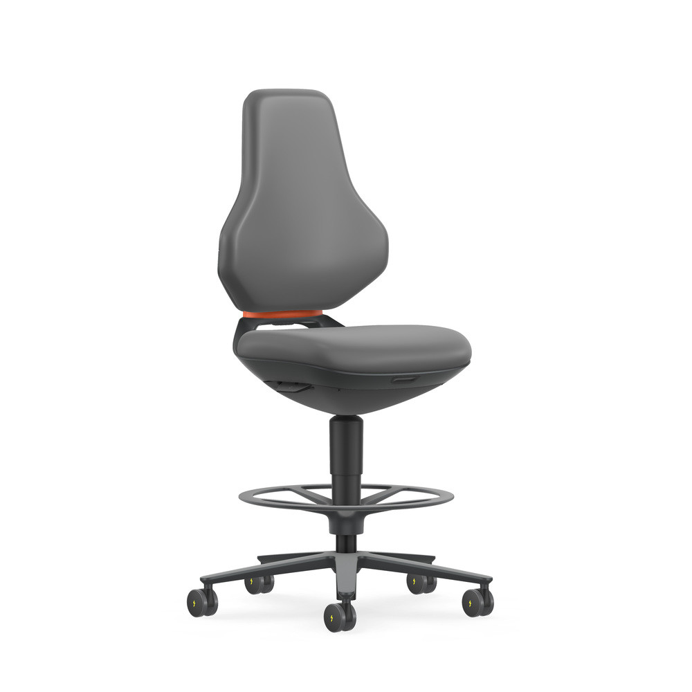 Bimos Drehstuhl Texon, mit Sitz-Stopp-Rolle, ESD, Kunstleder schwarz, Bild 4