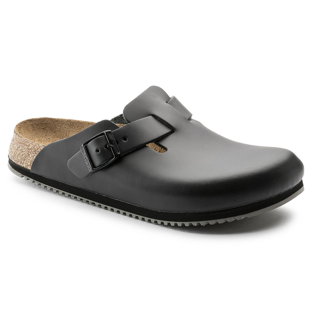 Clog Boston Super Grip, Naturleder, schwarz, Weite normal, Größe 35
