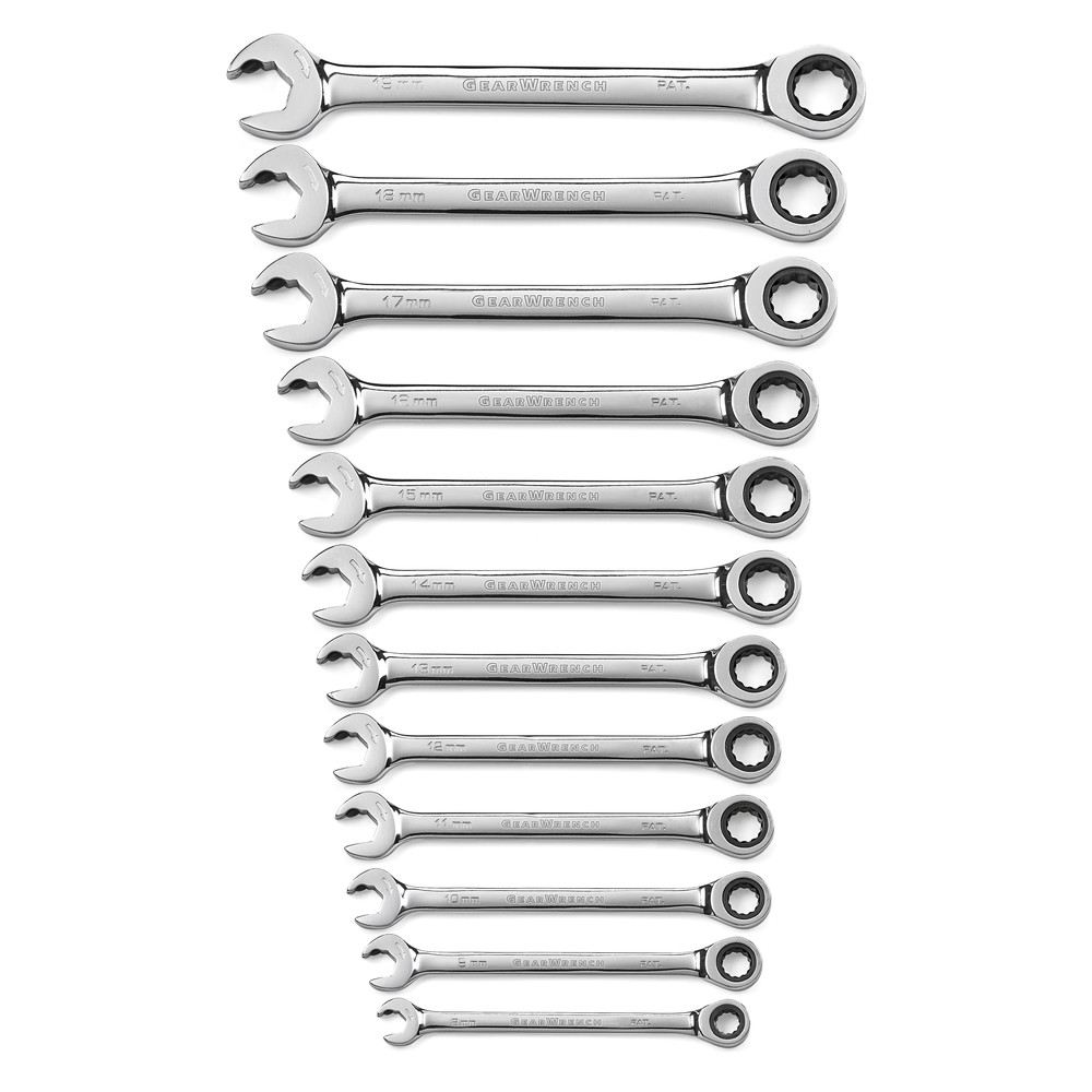 Doppelratschen-Ringmaulschlüssel Set, 72 Zahn, 12-tlg.