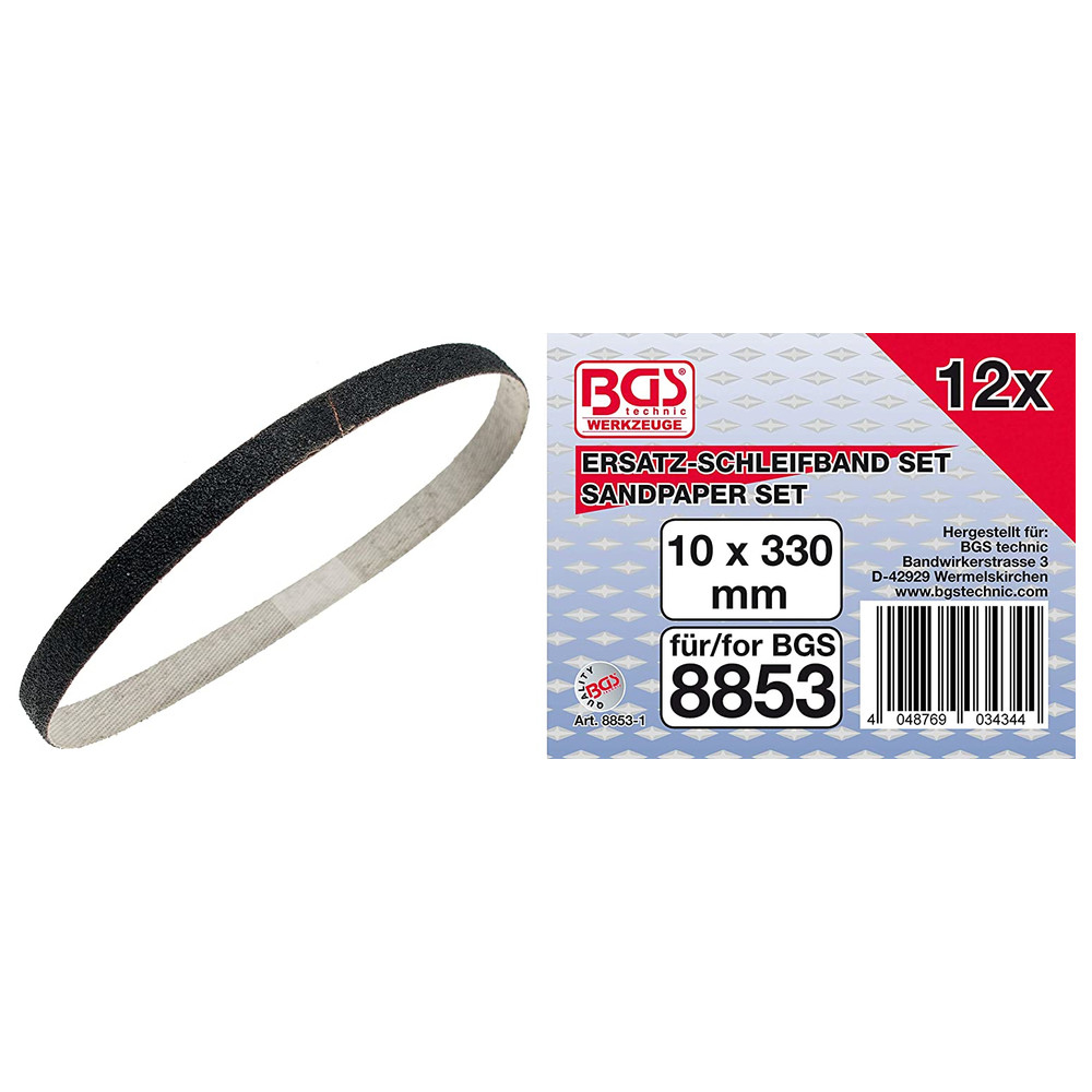 Schleifbänder für Druckluft-Bandschleifer 8853, 10 x 330 mm