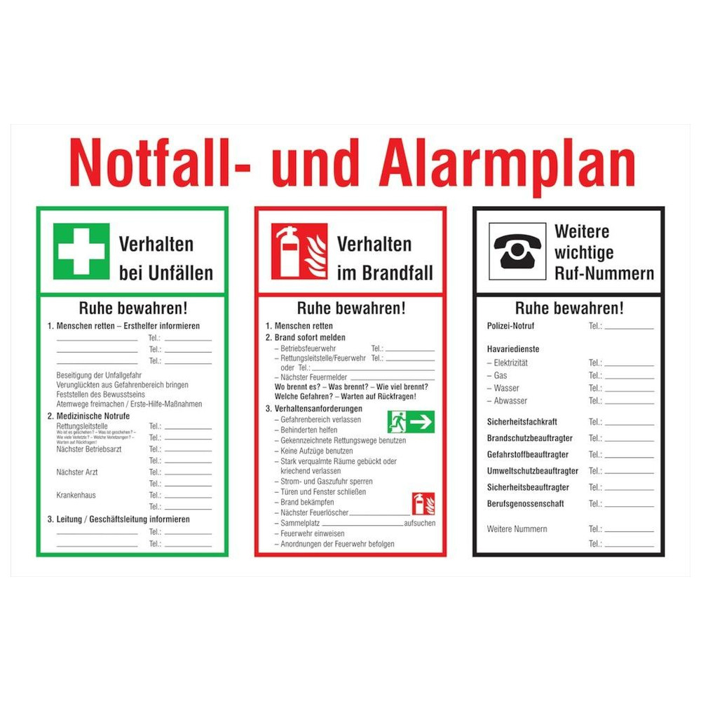 Notfall- und Alarmplan Kunststoff (PVC)