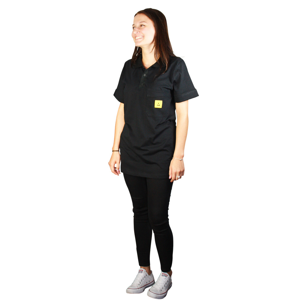 WETEC ESD-Polo-Shirt light, mit schwarzem Kragen, Größe L, schwarz